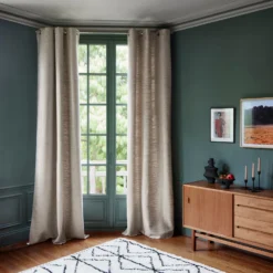 Rideau à Oeillets Argentés ORSSO Calcaire -Décoration & meubles pour la maison rideau a oeillets ORSSO 008214 N2 1