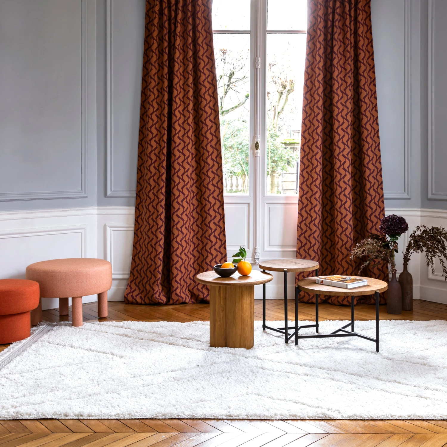 Rideau à Passants RAFFY Prune Et Orange 3 Rideau à Passants RAFFY Prune Et Orange – Image 3