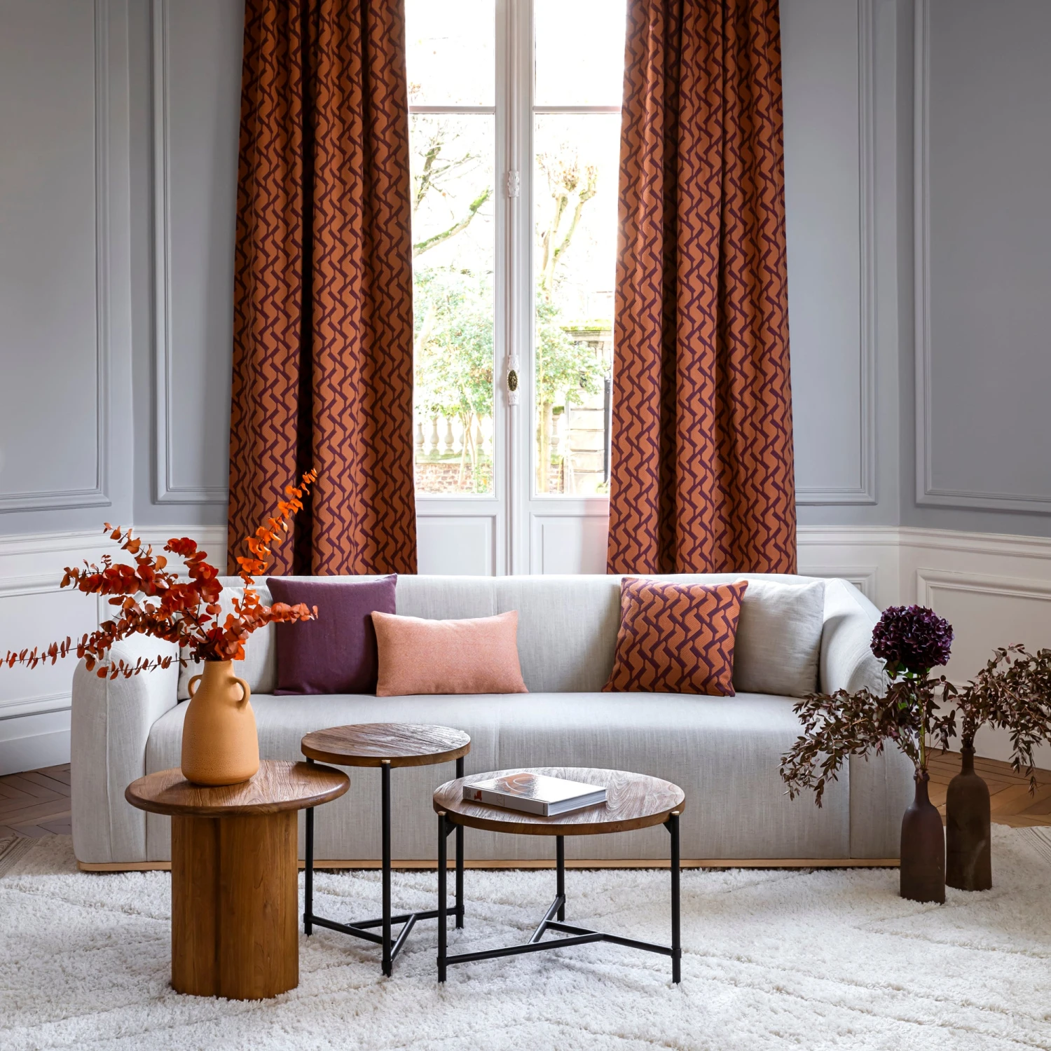 Rideau à Passants RAFFY Prune Et Orange 4 Rideau à Passants RAFFY Prune Et Orange – Image 4