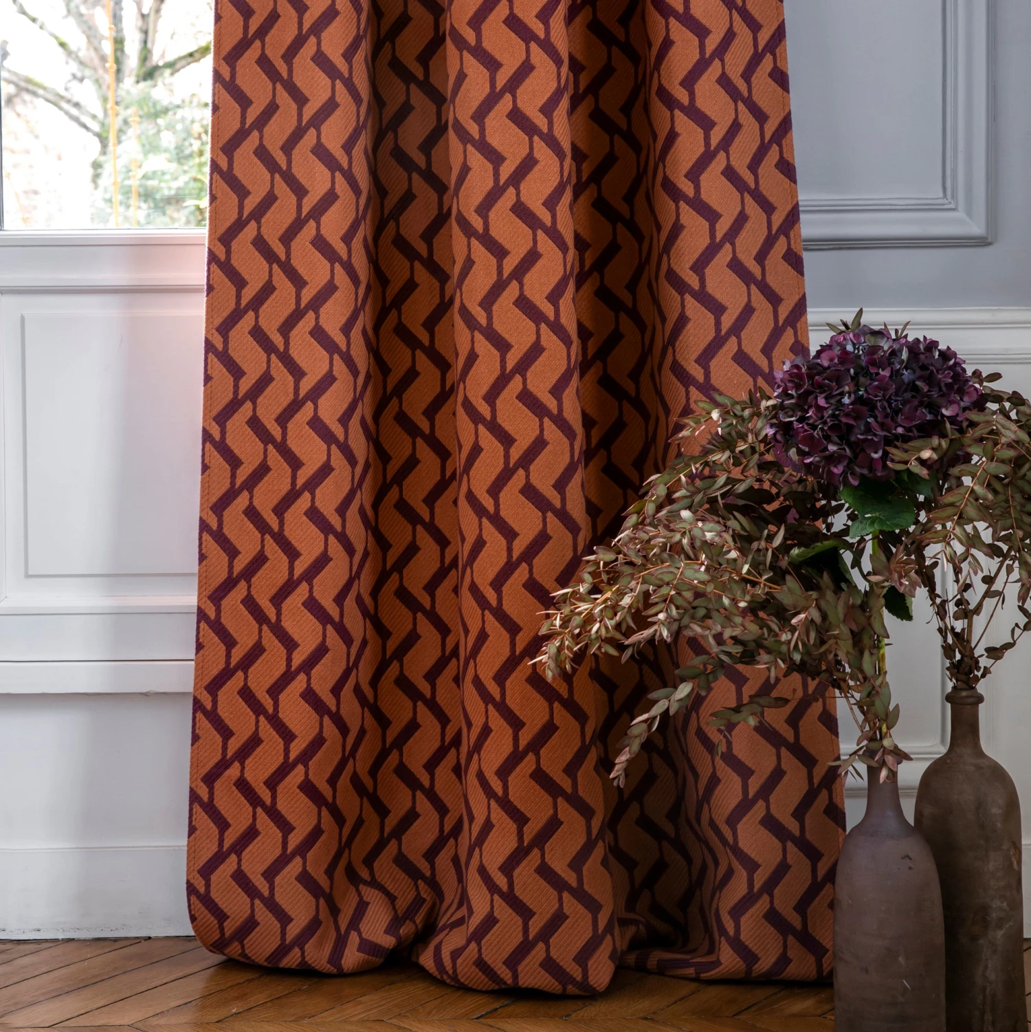 Rideau à Passants RAFFY Prune Et Orange 5 Rideau à Passants RAFFY Prune Et Orange – Image 5