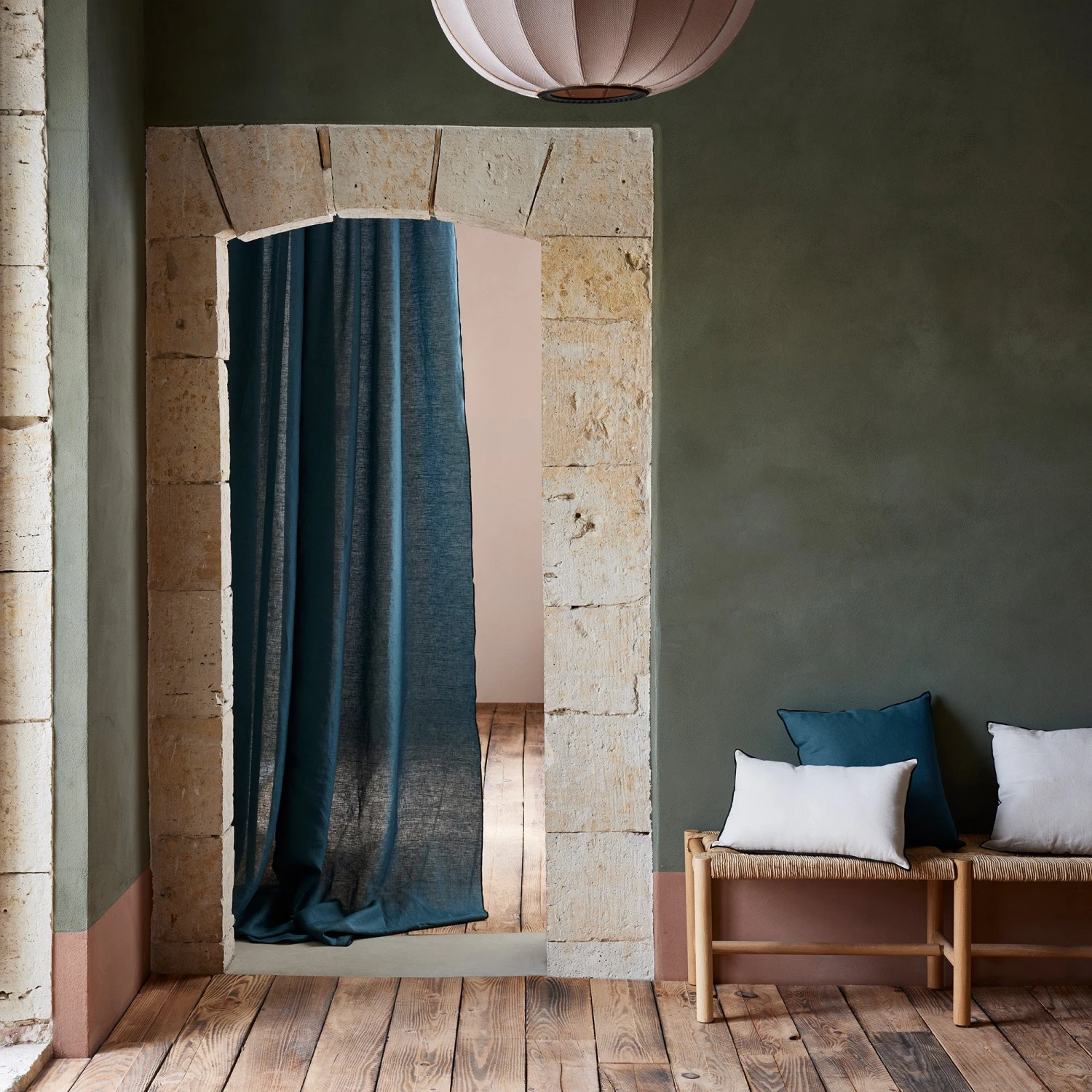 Rideau Panneau CARLINA Pétrole Et Bourdon Noir 1 Rideau Panneau CARLINA Pétrole Et Bourdon Noir