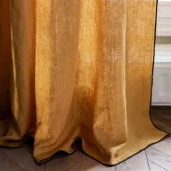 Rideau Panneau CARLINA Ocre Et Bourdon Noir -Décoration & meubles pour la maison rideau panneau CARLINA 006409 J18G 9