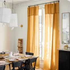 Rideau Panneau CARLINA Ocre Et Bourdon Noir