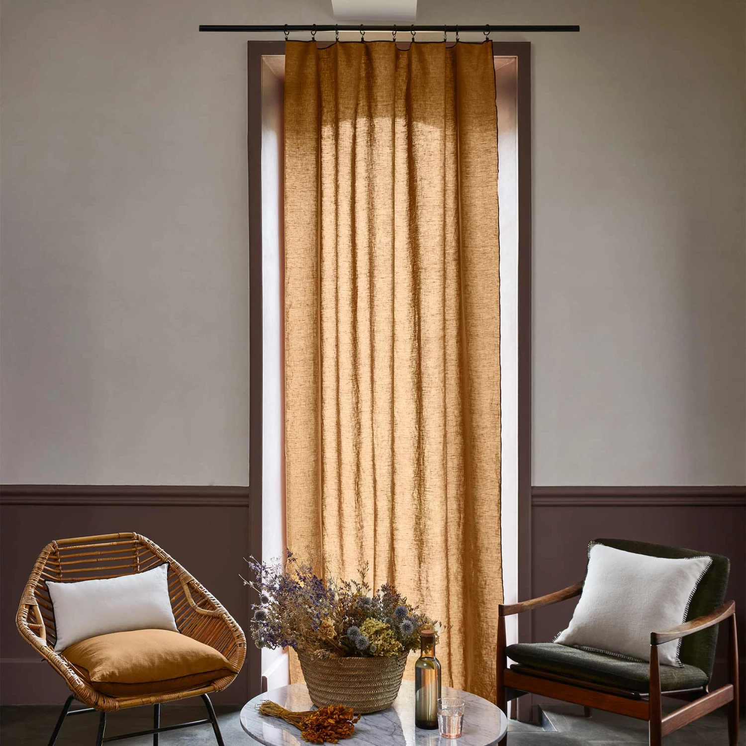 Rideau Panneau CARLINA Bronze Et Bourdon Noir 1 Rideau Panneau CARLINA Bronze Et Bourdon Noir