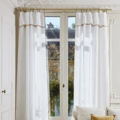 Rideau Panneau LALITA Blanc Et Jaune Indien -Décoration & meubles pour la maison rideau panneau LALITA 007575 WN 1