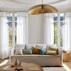 Rideau Panneau LALITA Blanc Et Jaune Indien -Décoration & meubles pour la maison rideau panneau LALITA 007575 WN 2