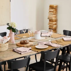 Serviette De Table CARLINA Rose Poudré Et Bourdon Noir -Décoration & meubles pour la maison serviette de table CARLINA 006405 RG 2