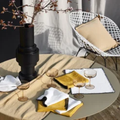 Serviette De Table NINO Ocre Et Feston Noir 12 Serviette De Table NINO Ocre Et Feston Noir -Décoration & meubles pour la maison serviette de table NINO 007350 J18FG 2