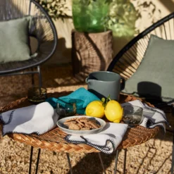 Serviette De Table NINO Blanc Minéral Et Feston Noir -Décoration & meubles pour la maison serviette de table NINO 007350 WFG 2