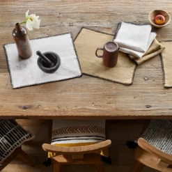 Set De Table NINO Blanc Minéral Et Feston Noir 12 Set De Table NINO Blanc Minéral Et Feston Noir -Décoration & meubles pour la maison set de table NINO 007351 WFG 3