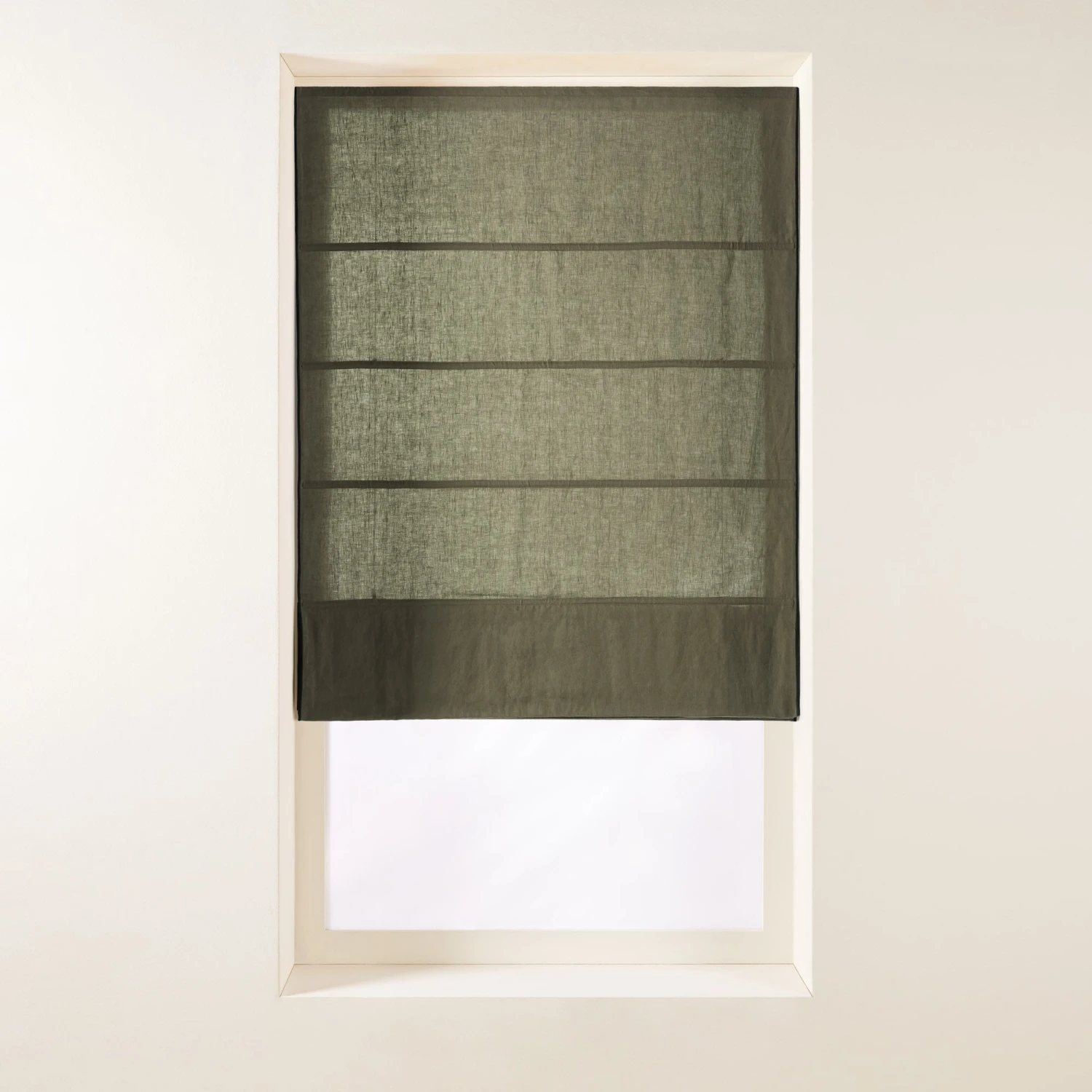 Store Bateau CARLINA Kaki Grisé Et Bourdon Noir 1 Store Bateau CARLINA Kaki Grisé Et Bourdon Noir