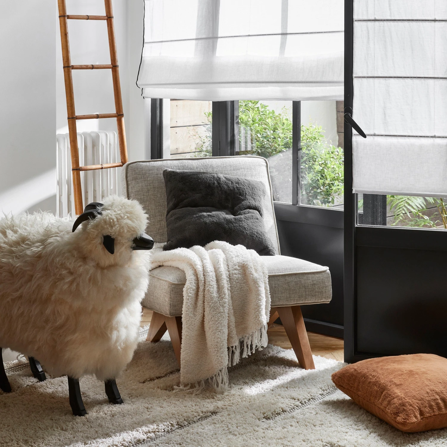 Store Bateau CARLINA Blanc Pur Et Bourdon Noir 4 Store Bateau CARLINA Blanc Pur Et Bourdon Noir – Image 4