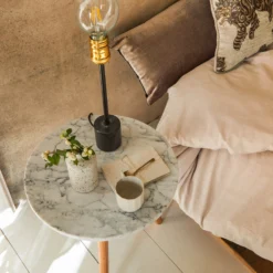 Table D'appoint LARA Bois Et Blanc De Carrare -Décoration & meubles pour la maison table d appoint LARA 006244 W ND 3