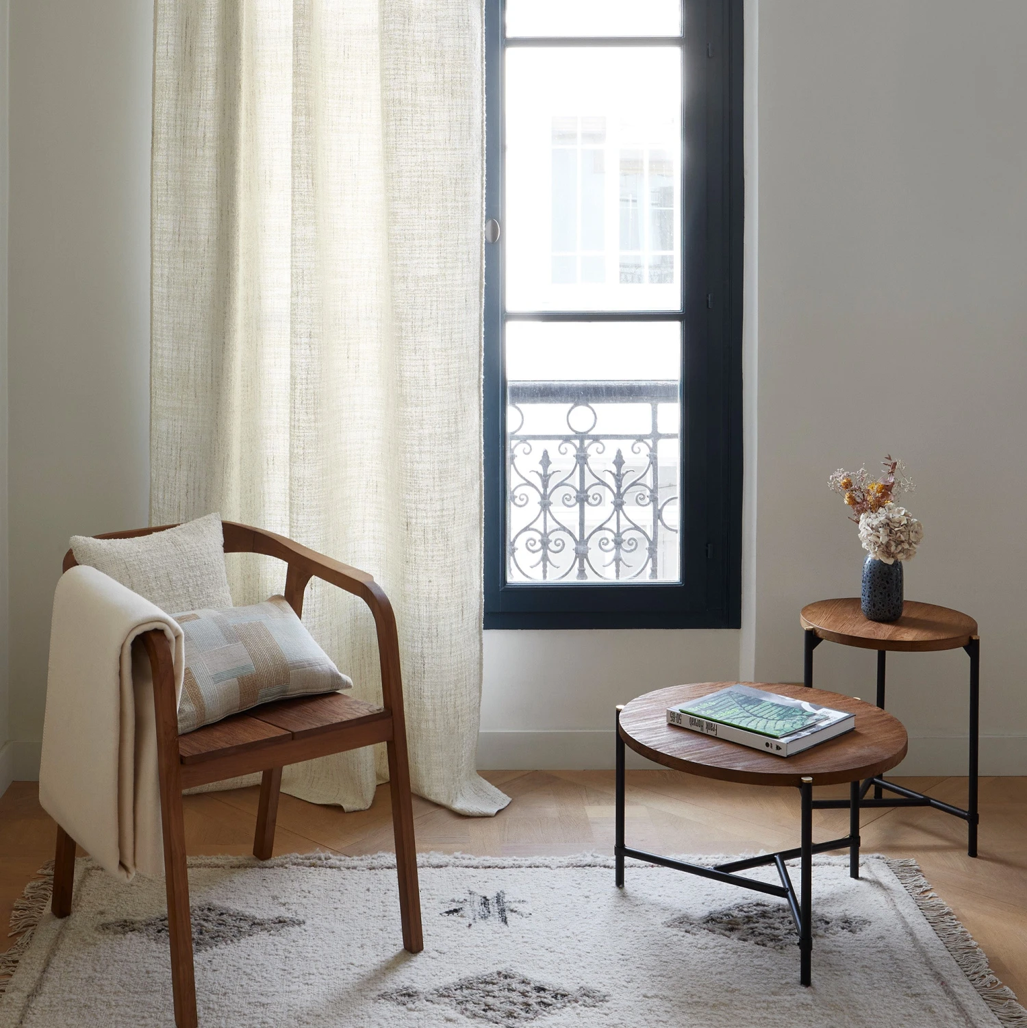 Table D'appoint THIMEA Teck Recyclé Et Noir 2 Table D'appoint THIMEA Teck Recyclé Et Noir – Image 2