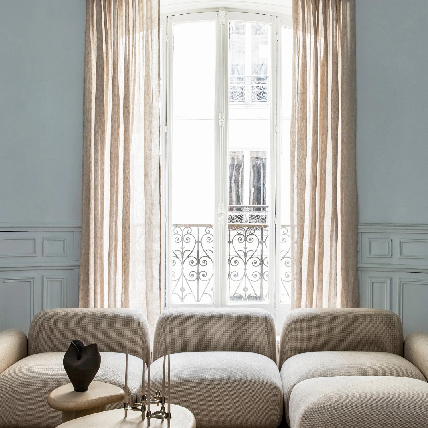 Voilage à Oeillets NEAPOLI Beige Chiné 3 Voilage à Oeillets NEAPOLI Beige Chiné – Image 3