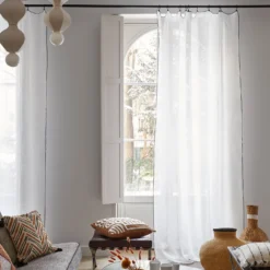 Voilage Panneau SHADOW Blanc Pur Et Bourdon Noir -Décoration & meubles pour la maison voilage panneau SHADOW 006239 WG 1